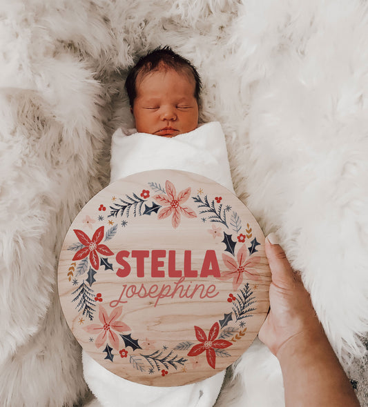 Deck the Halls Birth Announcement Name Sign