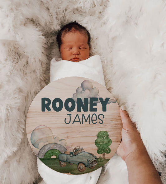 Blue Truck Baby Name Birth Announcement Wood Sign