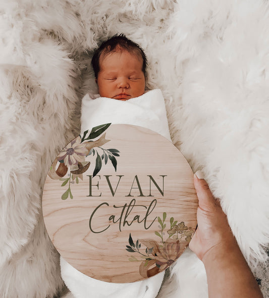 Winter Gender Neutral Birth Announcement Name Sign