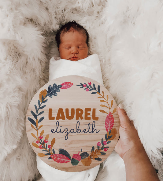 Whimsical Woodland Birth Announcement Name Sign