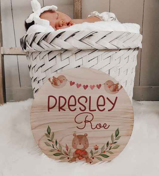 Valentine Baby Name Birth Announcement Sign
