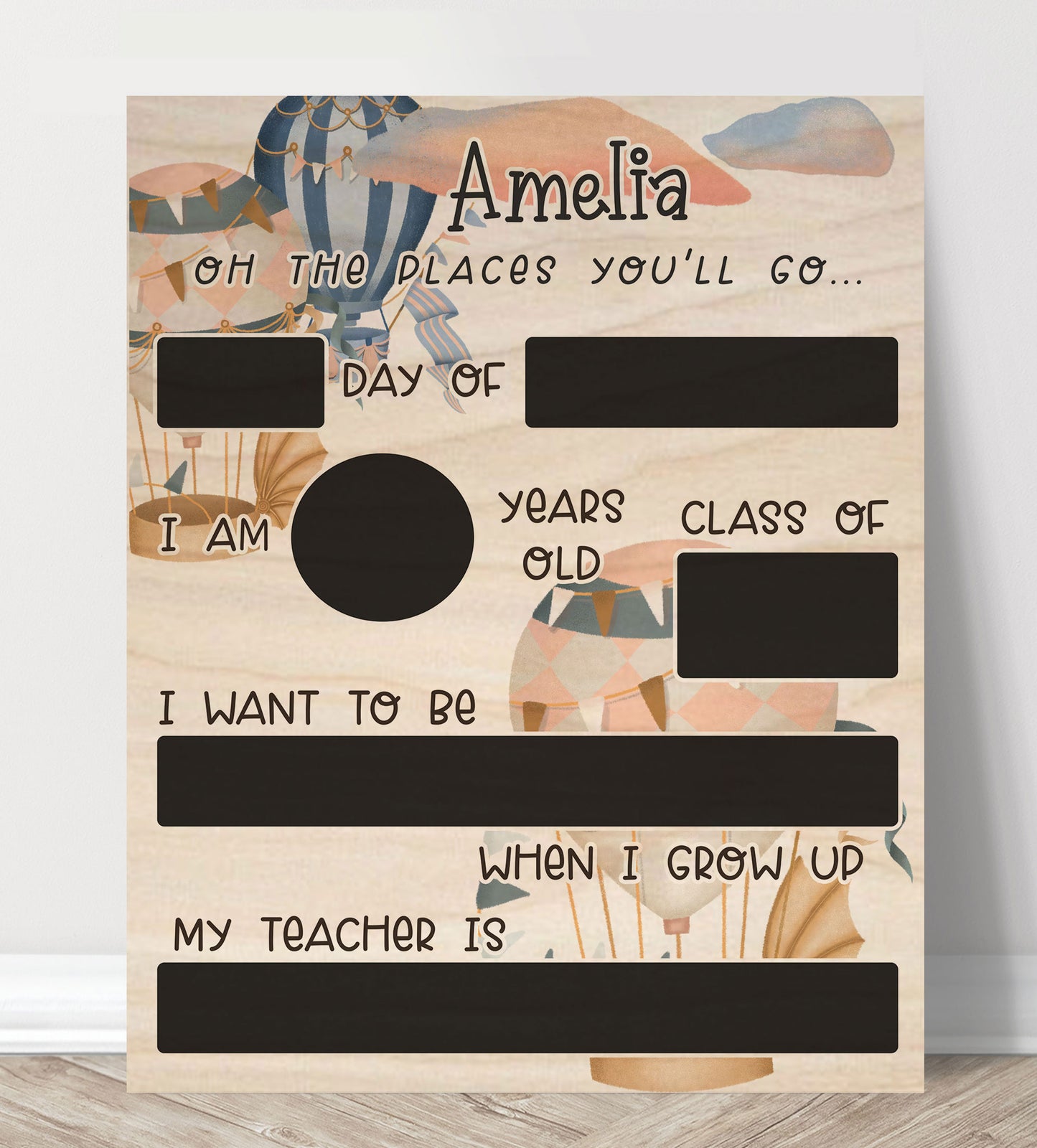 Personalized First Day Of School Sign- Hot Air Balloon