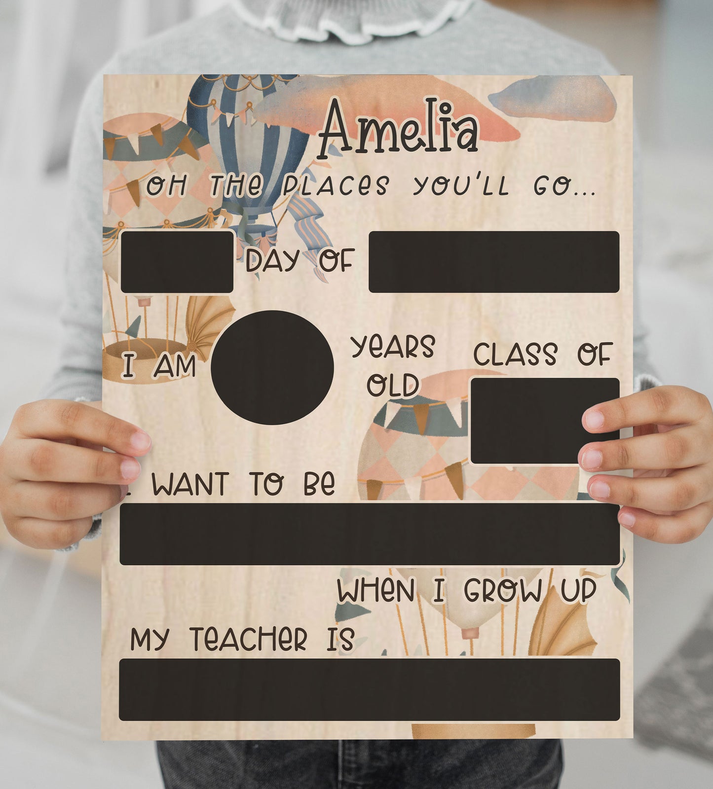 Personalized First Day Of School Sign- Hot Air Balloon