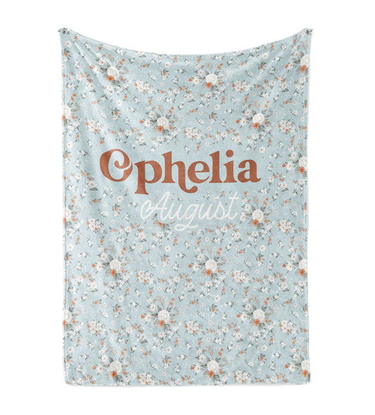 Soft Boho Floral- Personalized Minky Blanket