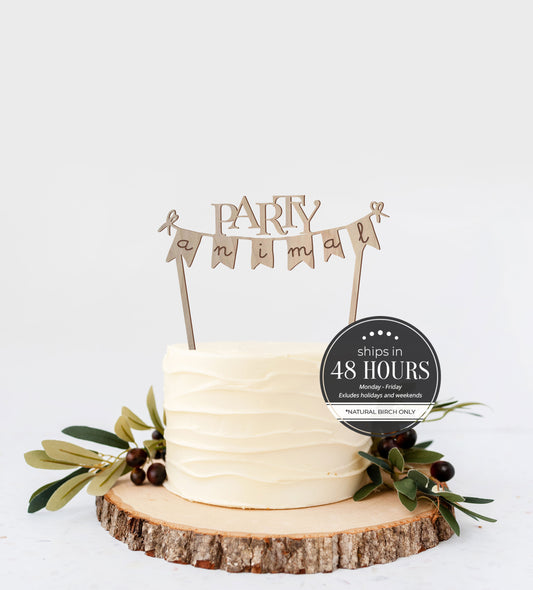 Party Animal Banner Birthday Event Cake Topper
