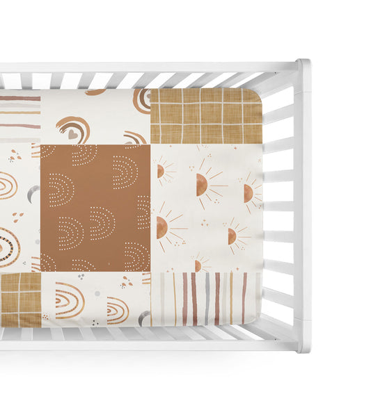 Rustic Rain Collection -Sunburst Rainbow Crib Sheet