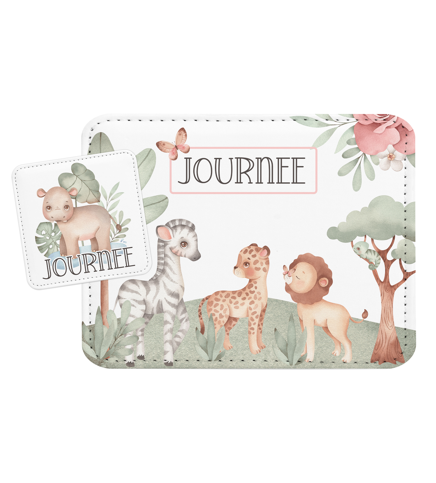 Safari Pink Personalized Placemat Coaster Set
