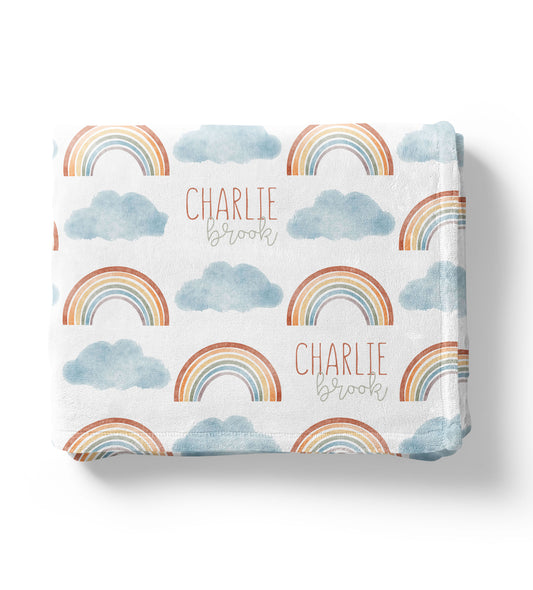 Rainbow Clouds- Minky Blanket