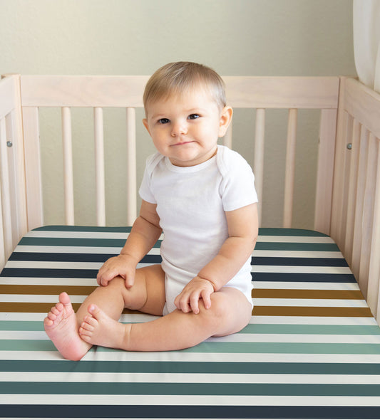 Retro Stripes - Crib Sheet