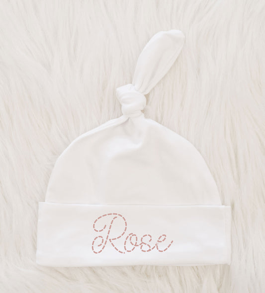 Custom Baby Name Faux Stitch Knotted Hat