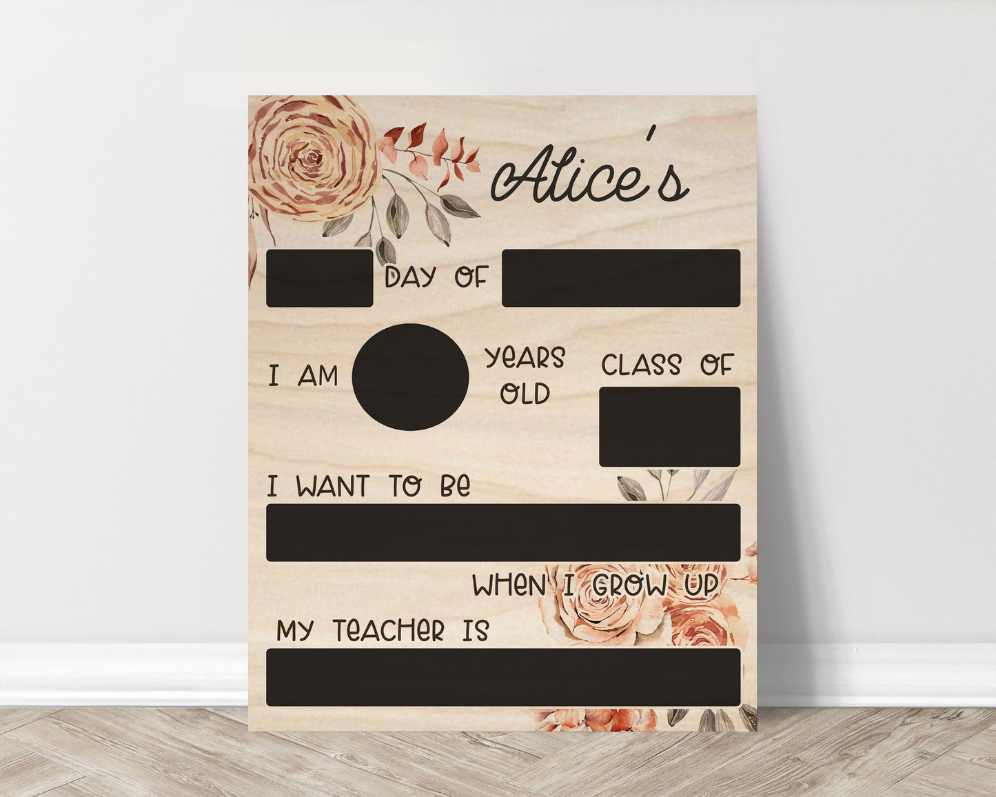 Personalized First Day Of School Sign- Roses