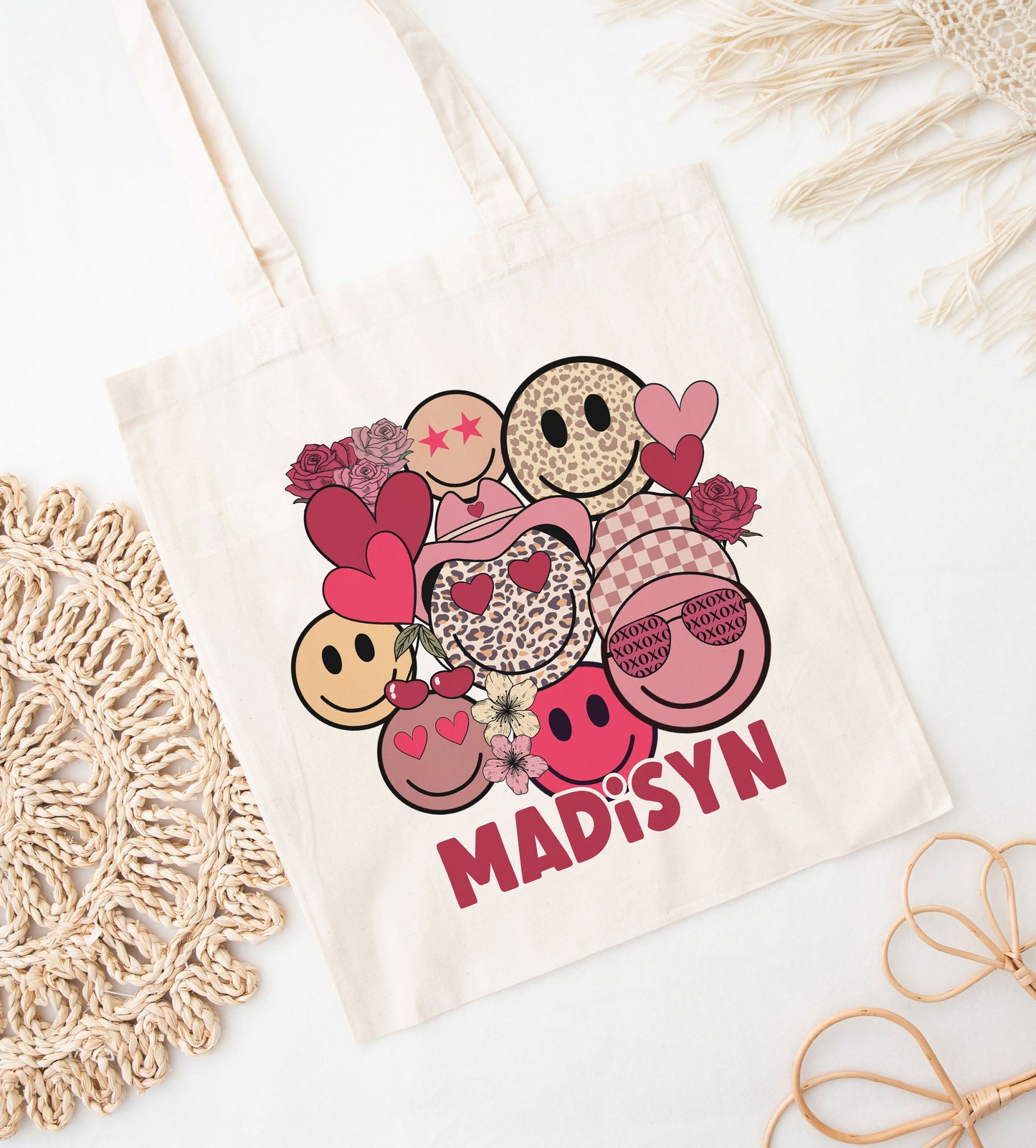 Custom Valentine Tote- Love and Smiles