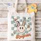 Smiley Bunny Blue Personalized Easter Tote.