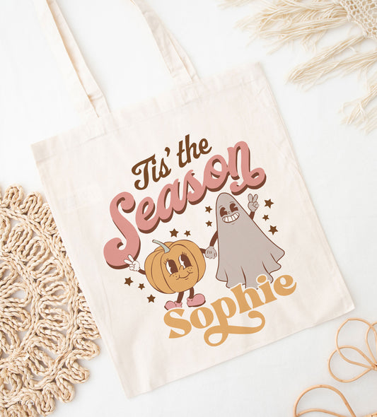 Tis the Season Name Halloween Trick or Treat Bag