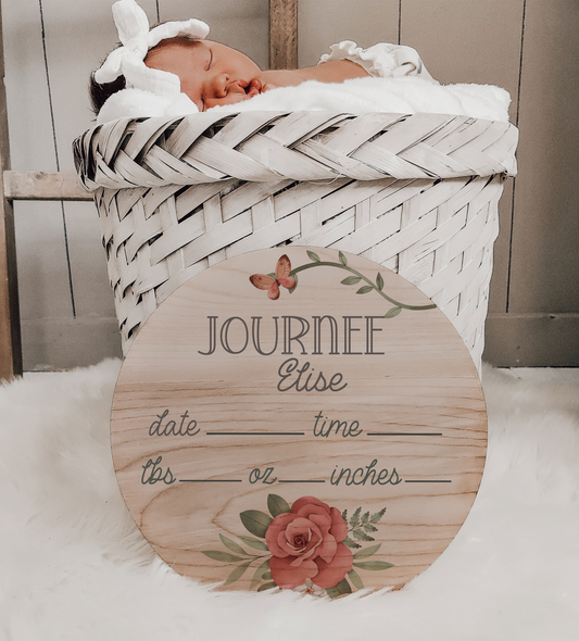 Safari Pink Birth Stats Announcement Sign