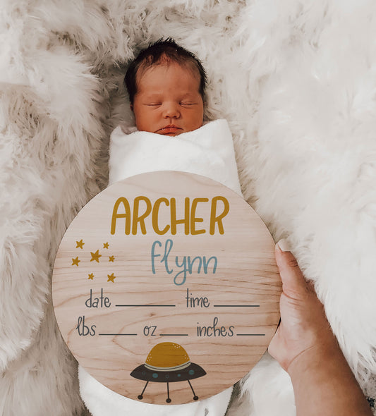 Space Themed Baby Name Birth Stats Wood Sign