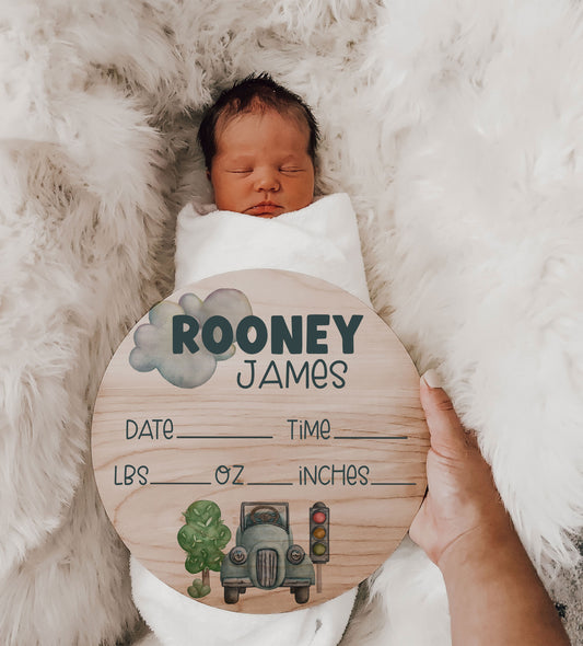 Blue Truck Baby Name Birth Stats Wood Sign