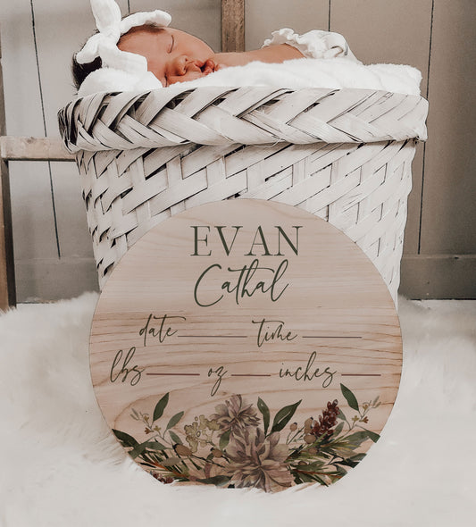 Winter Gender Neutral Birth Stats Sign