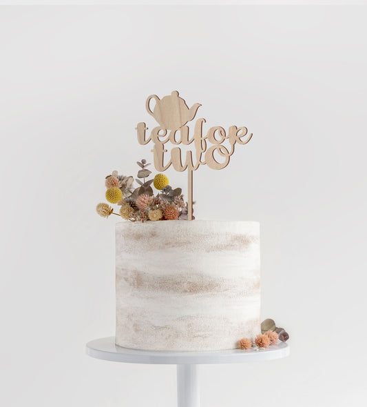 Tea for Two Tea Themed 2nd Birthday Cake Topper
