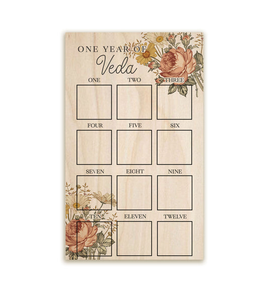 Vintage Floral First Year Photo Board