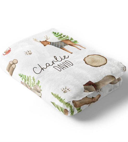 Woodland Lumberjack - Plush Personalized Blanket