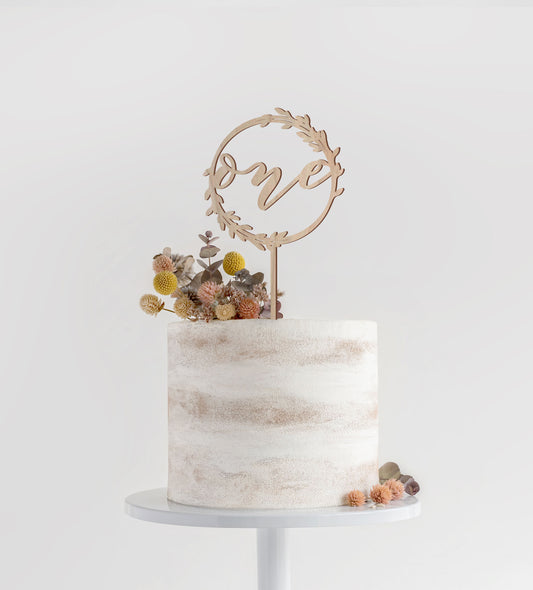 Wreath ONE First Birthday Cake Topper